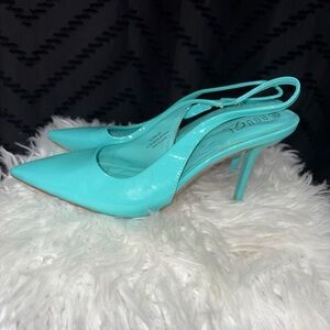 Aqua Blue Slide Mules